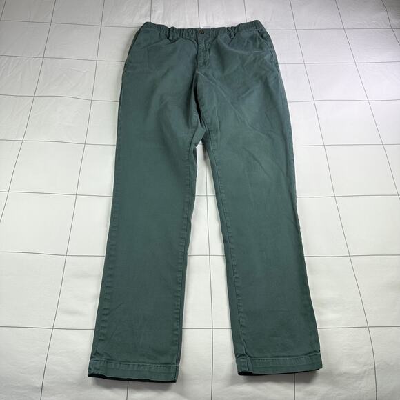 BearBottom Pants Mens Medium Green Chino Casual Travel Cotton Blend Stretch Work - Picture 1 of 10